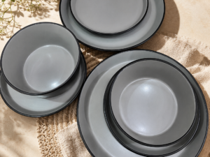 Grey and Black Dinner Set