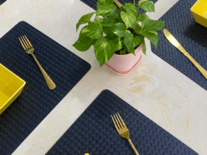 Black Rectangle Leather Placemat