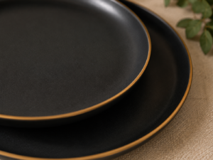 Black with Bronze Trim Dinner Set