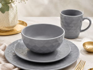 Grey Pyramid Style Dinner Set