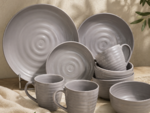 Grey Matte Spiral Design Dinner Set