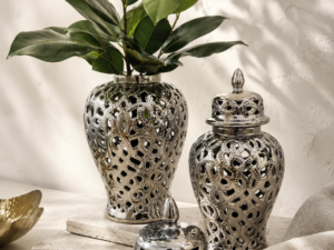Silver Lazer cut Vase