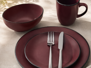 Maroon with Black Trim Dinner Set