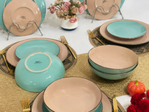 Mint Green and Beige Dinner Set