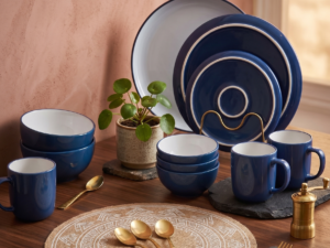 Navy Blue Plate Set with White Inner
