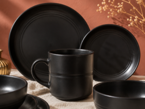 Plain Black Dinner Set