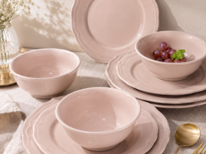 Plain Peach Dinner Set