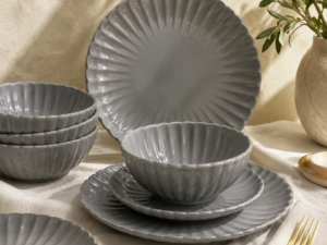 Shell Design Grey Dinner Set