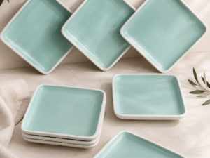 Square Plate with White Trim