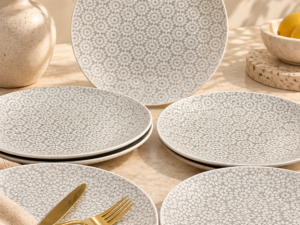 Beige Sunflower Patterned Plate